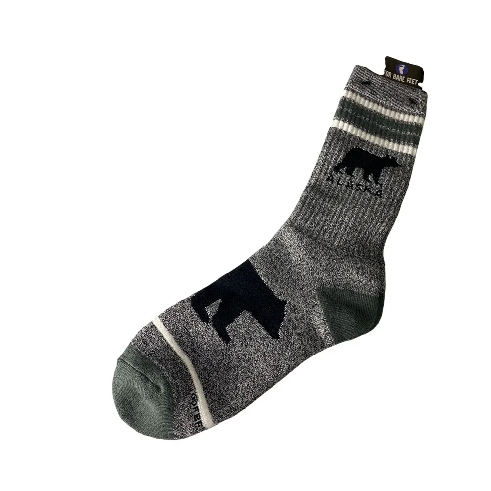 For Bare Feet Buffalo Bison Socks Gray Large Novelty Crew Socks‎ NEW